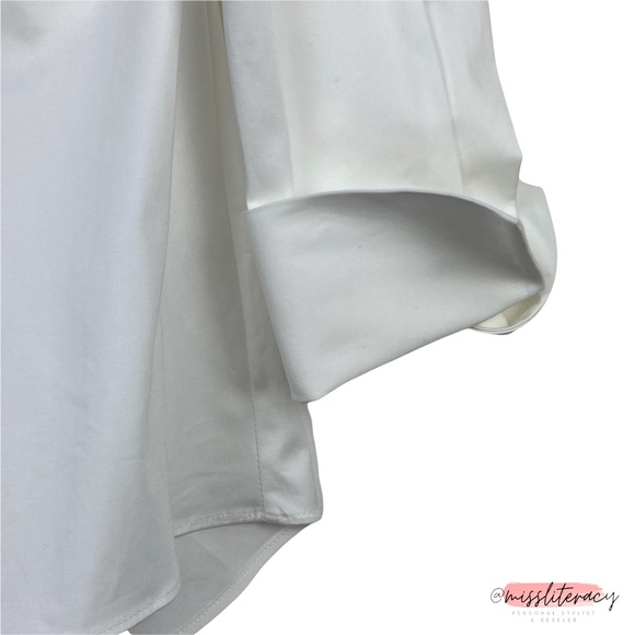 🆕 NWT ZARA Women’s Minimalist Wide Neck Off-Shoulder Collared Button Blouse SM - Picture 10 of 12